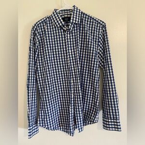 Nordstrom 1901 Navy and White Checkered Shirt